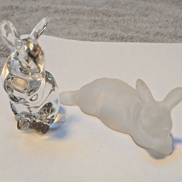 1993 Lenox Collections Satin & Silk Full Lead Crystal Rabbit Figurines Set - Picture 1 of 9